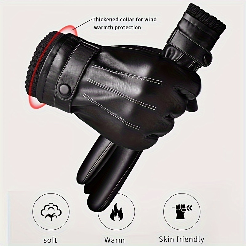 Leather Work Winter Gloves - 1ペア 冬用手袋 暖かい 運転用 オートバイ フルフィンガー