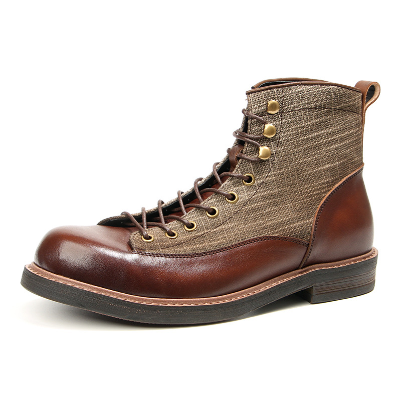 Vintage Leatherwork - YETTIES メンズ ショートトゥ アメカジ コンバットブーツ 本革