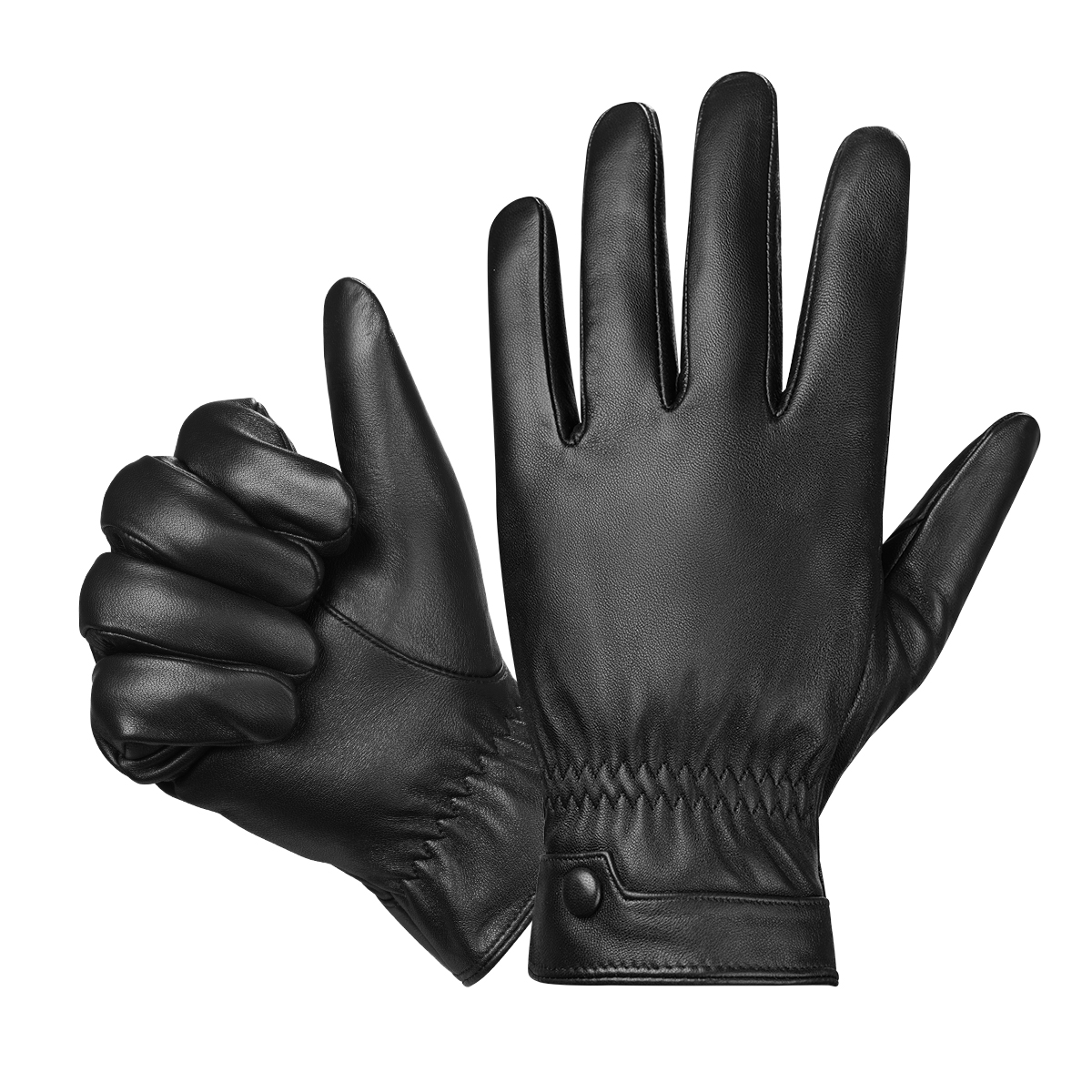 Leather Work Winter Gloves - バイソンデニム本物のシープスキンレザーメンズ手袋秋冬防風暖かいフリースタッチスクリーンフルフィンガーグローブ男性用