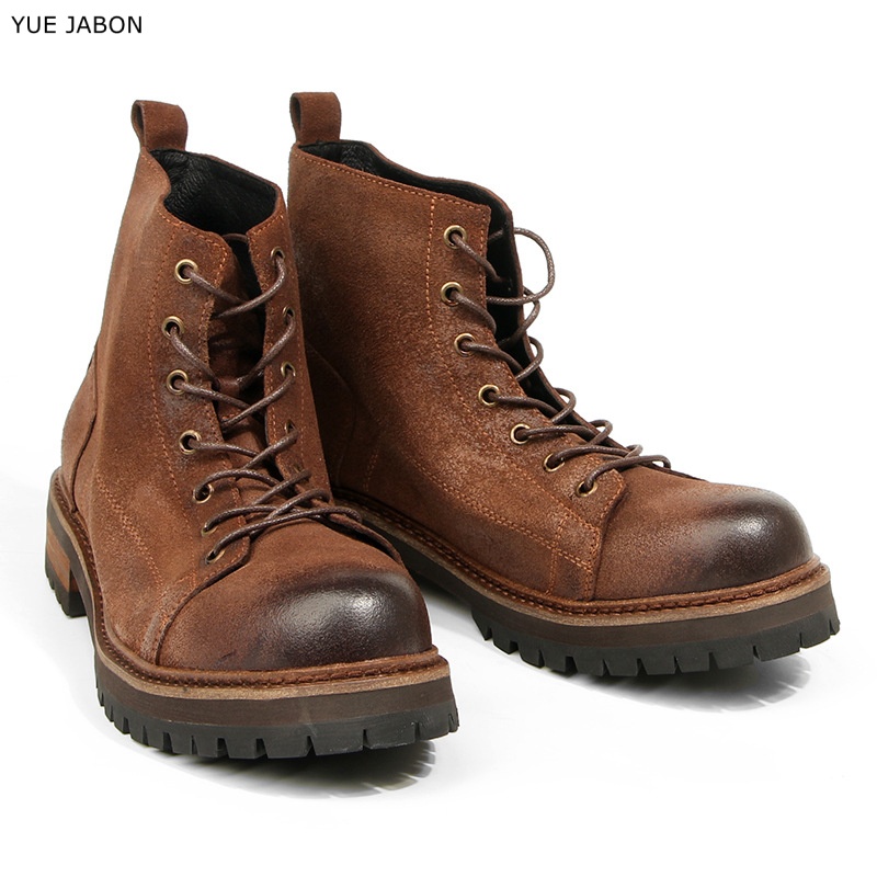 Vintage Leatherwork - 牛革製メンズアンクルブーツ、高品質ヴィンテージハンドメイド、アウトドアワークブーツ、厚底ハイカットメンズシューズ