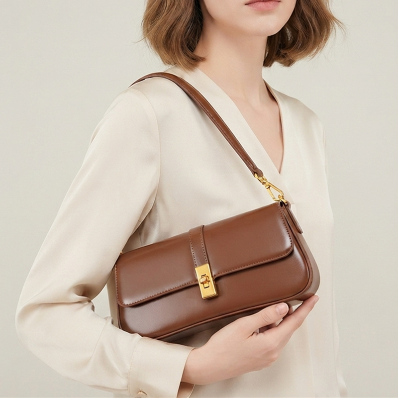 Vintage Leatherwork - BURMINSA 本革クロスボディバッグ女性用ヴィンテージフラップ脇の下ショルダーハンドバッグミニマリスト日常通勤財布