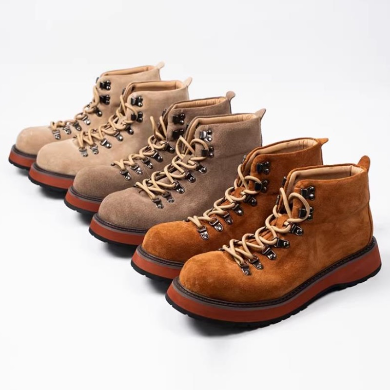 Vintage Leatherwork - 日本製厚底本革アウトドアアンクルブーツ メンズ秋用ワークブーツ ハイカットシューズ ヴィンテージデザートブーツ