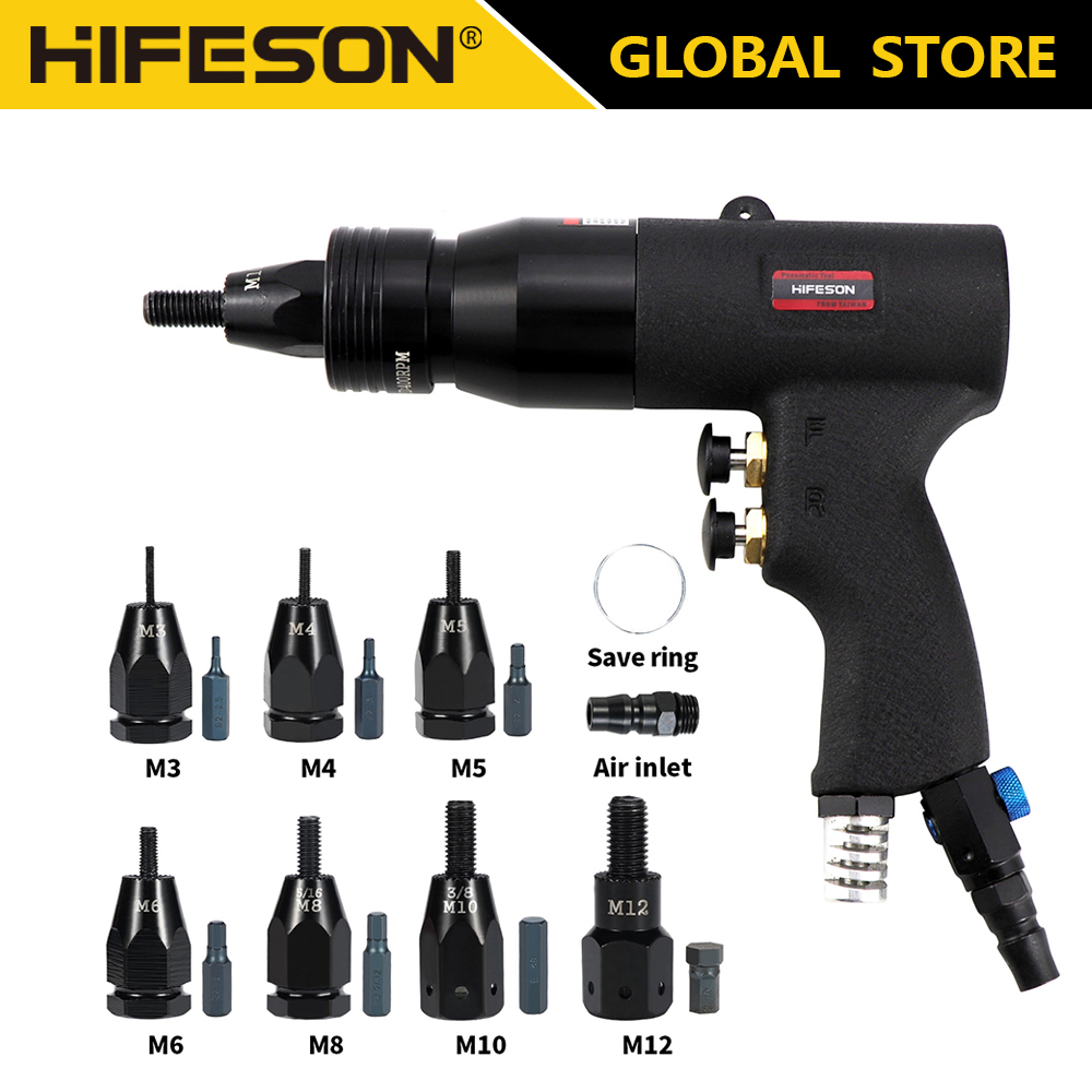 Rivet Setter Tool - HIFESON セルフロック空気圧リベットナットガン挿入ねじプルセッターリベッターアルミと鉄ナット用