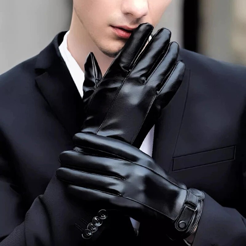 Leather Work Winter Gloves - 冬用サイクリング手袋メンズオートバイ冬用屋外防水防寒パイル厚いライディング電気自動車暖かい手袋