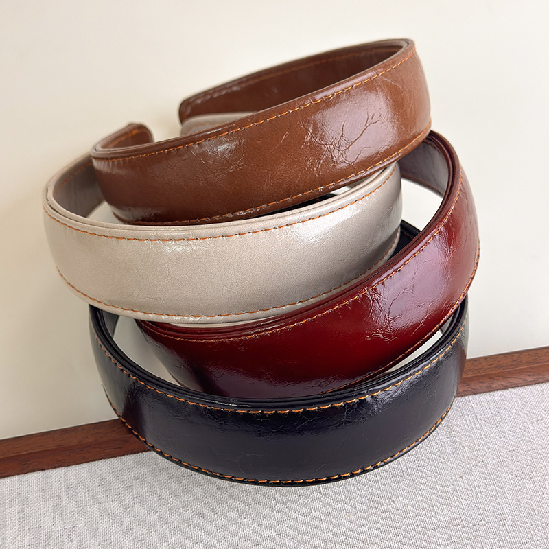 革ヘッドバンドシンプルな無地韓国ヘアフープヘアバンド女性のた - Leatherwork Rings のレビューと価格