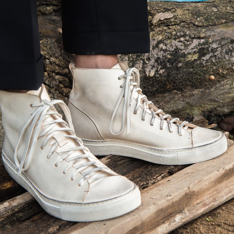 本革牛革洗浄ヴィンテージ男性ハイトップシューズレースアッププ - Vintage Leatherwork のレビューと価格