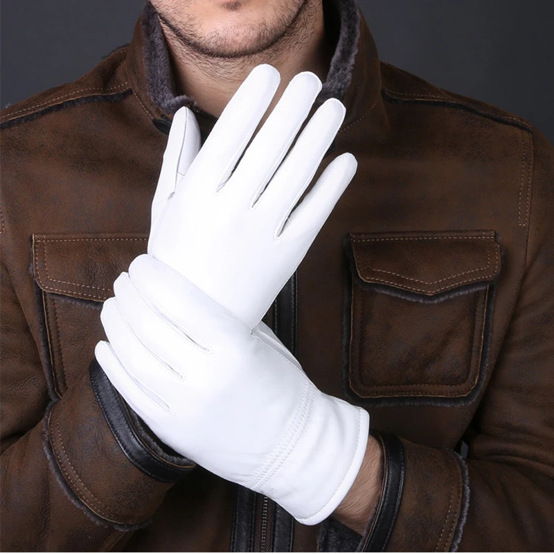 2025 冬の本革白手袋男性女性保温固体手首ラムスキンドライ - Leather Work Winter Gloves のレビューと価格