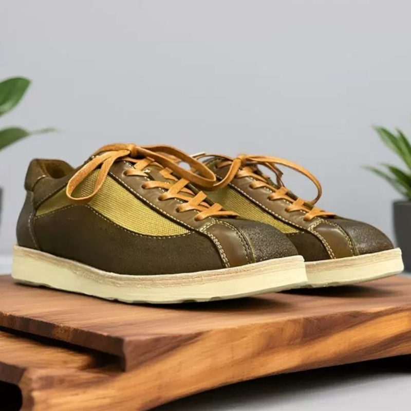 手作りウォッシュド牛革キャンバスカジュアルシューズメンズブリ - Leatherwork Training のレビューと価格