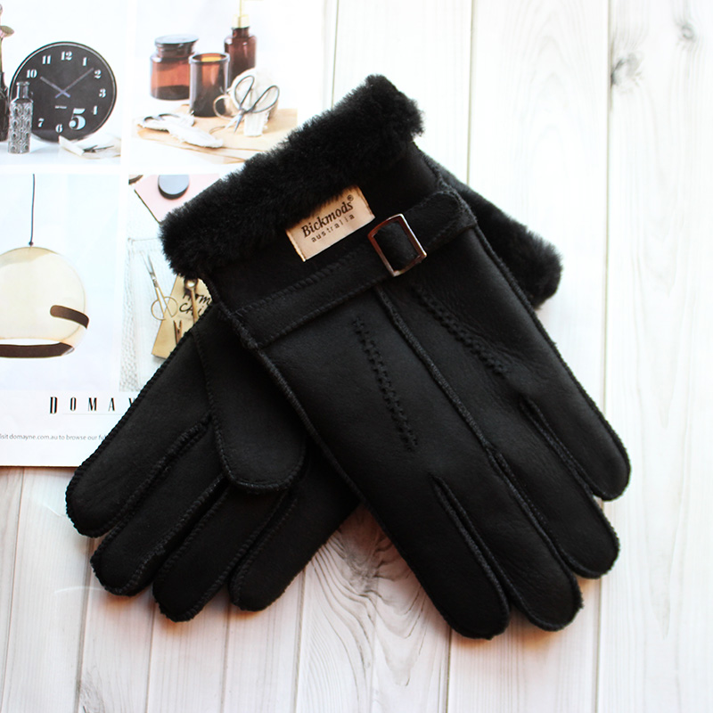 シープスキンの毛皮の手袋メンズ厚い冬暖かい大型屋外防風防寒ハ - Leather Work Winter Gloves のレビューと価格