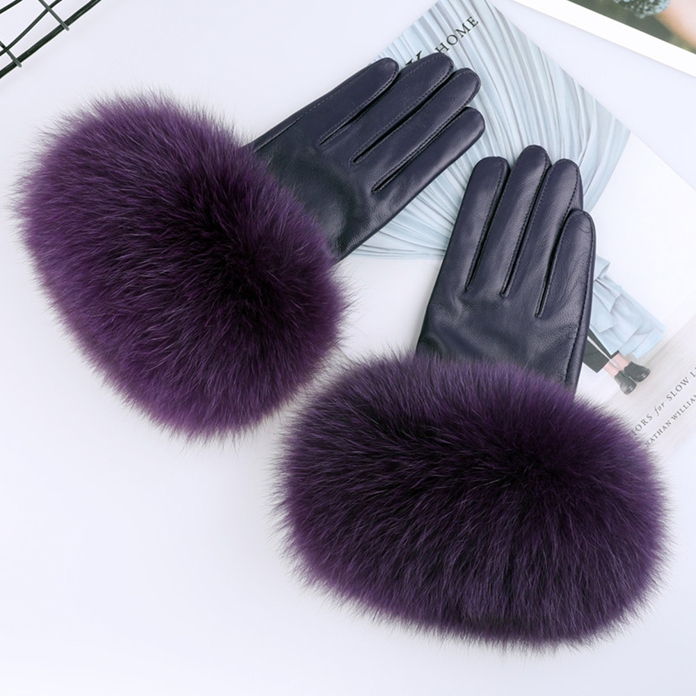 Sheepskin-女性用の天然キツネの毛皮のトリミンググロ - Leather Work Winter Gloves のレビューと価格