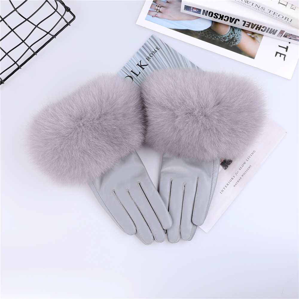 Sheepskin-女性用の天然キツネの毛皮のトリミンググロ - Leather Work Winter Gloves のレビューと価格