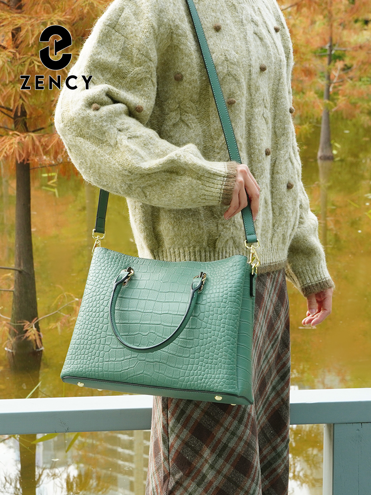Zency レディース 本革 トップハンドルバッグ グリーン - Vintage Leatherwork のレビューと価格