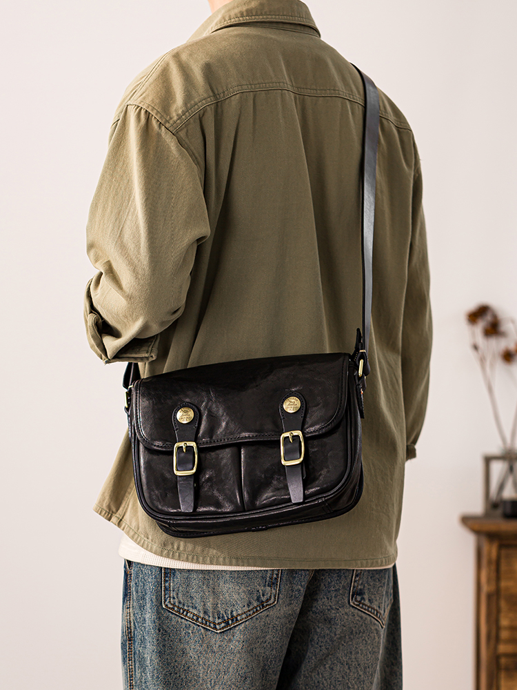 アウトドアカジュアル高級本革メンズメッセンジャーバッグヴィン - Vintage Leatherwork のレビューと価格