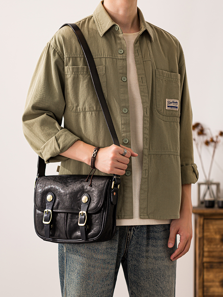 アウトドアカジュアル高級本革メンズメッセンジャーバッグヴィン - Vintage Leatherwork のレビューと価格