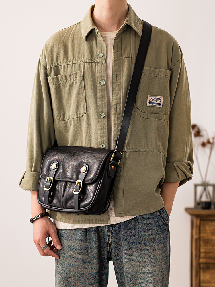 アウトドアカジュアル高級本革メンズメッセンジャーバッグヴィン - Vintage Leatherwork のレビューと価格