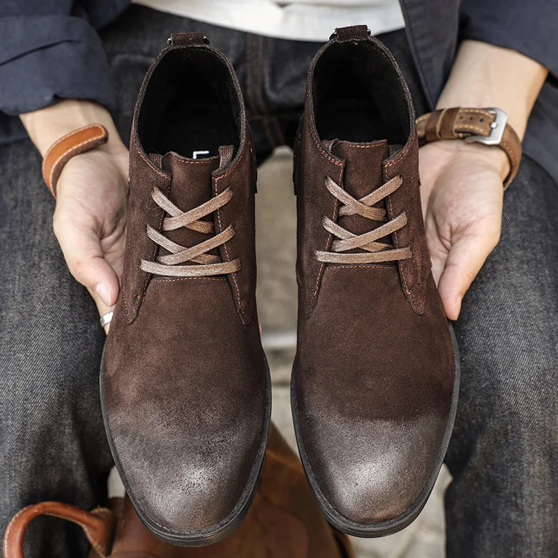 新しい牛革スエードアンクルブーツ手作りヴィンテージ英国男性レ - Vintage Leatherwork のレビューと価格