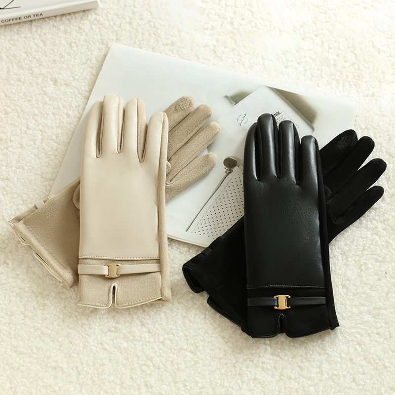 冬用女性用手袋 1 組 フリース裏地付きでヒートテックとタッ - Leather Work Winter Gloves のレビューと価格