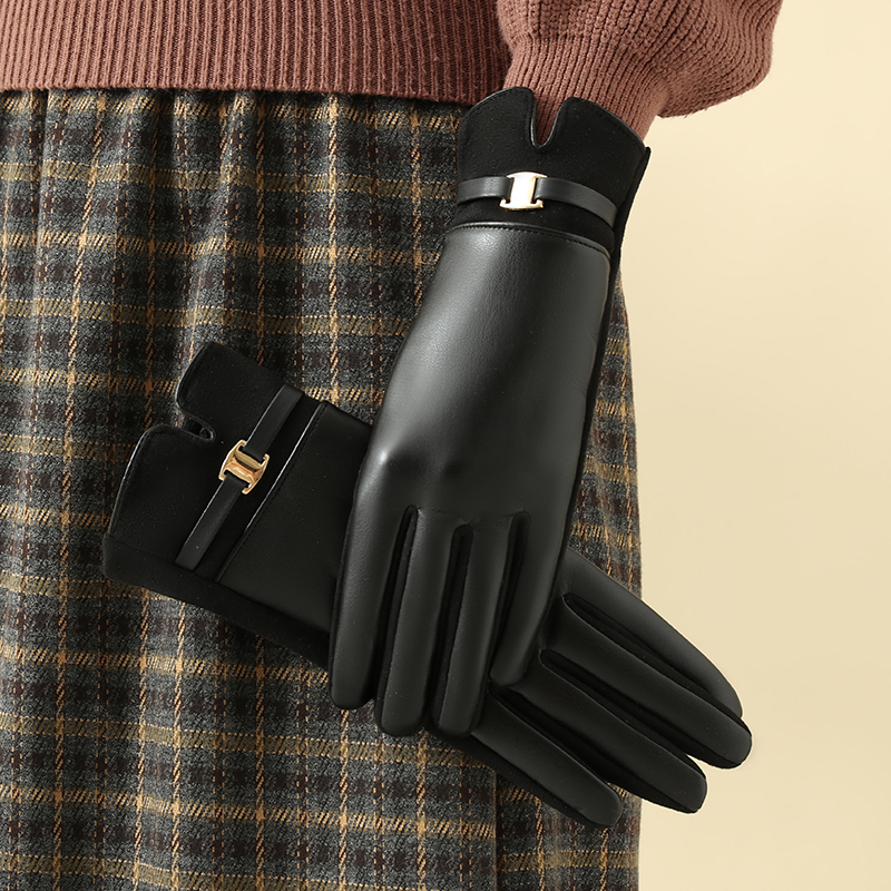 冬用女性用手袋 1 組 フリース裏地付きでヒートテックとタッ - Leather Work Winter Gloves のレビューと価格