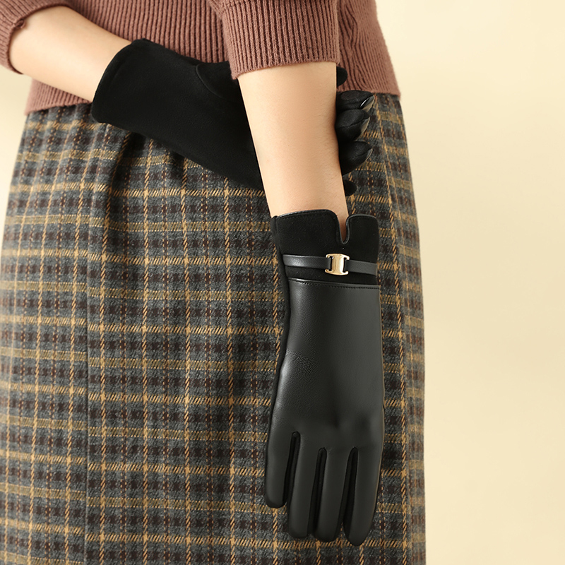 冬用女性用手袋 1 組 フリース裏地付きでヒートテックとタッ - Leather Work Winter Gloves のレビューと価格