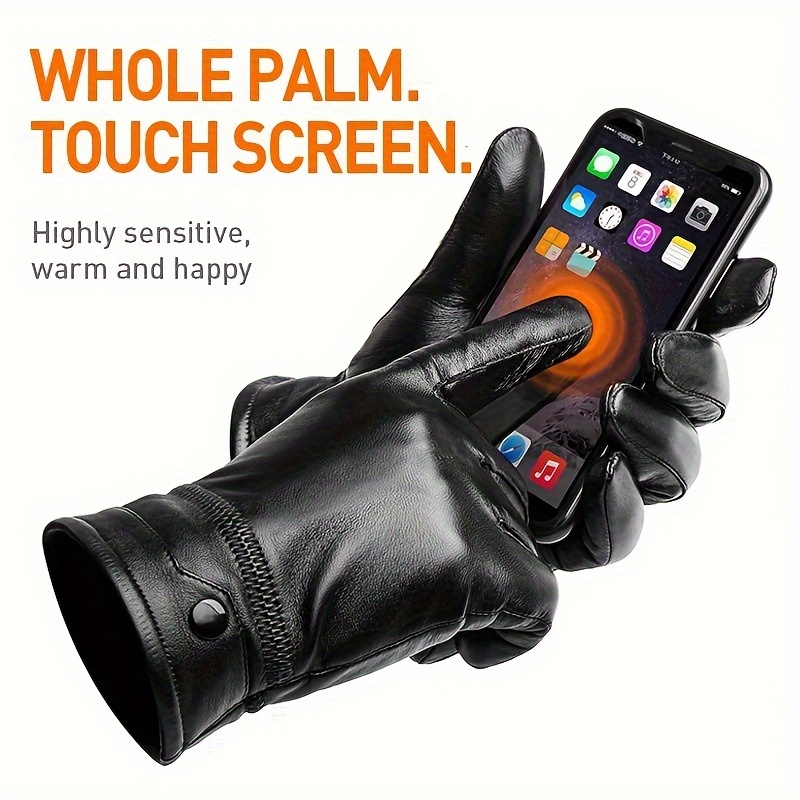 バイソンデニム本物のシープスキンレザーメンズ手袋秋冬防風暖か - Leather Work Winter Gloves のレビューと価格