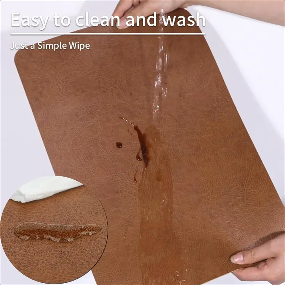 牛革パターンフェイクレザープレースマット、耐熱性滑り止め防水 - Leatherwork Desk のレビューと価格