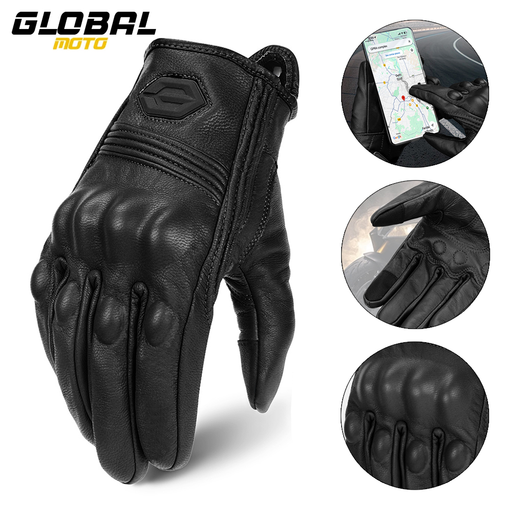冬用オートバイグローブ革モトクロスフルフィンガー保護手袋タッ - Leather Work Winter Gloves のレビューと価格