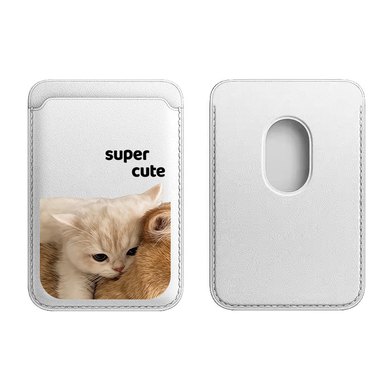 超可愛い猫の漫画柄カップルカードホルダー 磁気式 iPhon - Leatherwork Drawing のレビューと価格