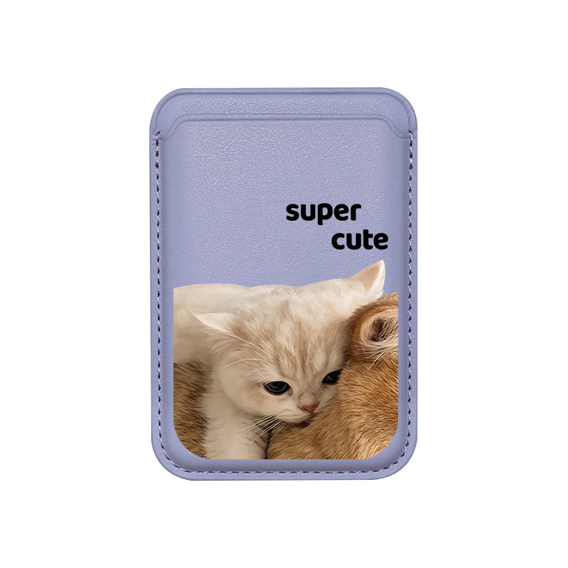 超可愛い猫の漫画柄カップルカードホルダー 磁気式 iPhon - Leatherwork Drawing のレビューと価格