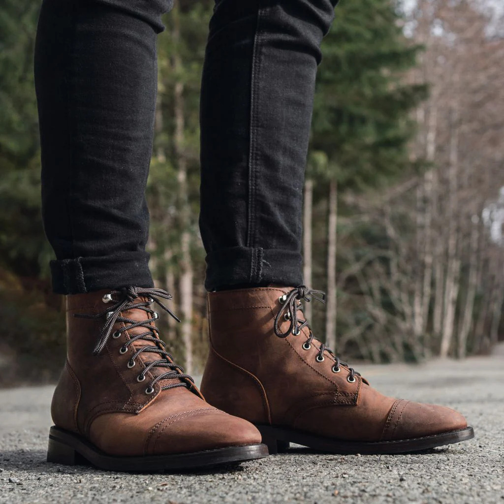 メンズキャップトゥアンクルブーツ、ヴィンテージアメリカンスタ - Vintage Leatherwork のレビューと価格