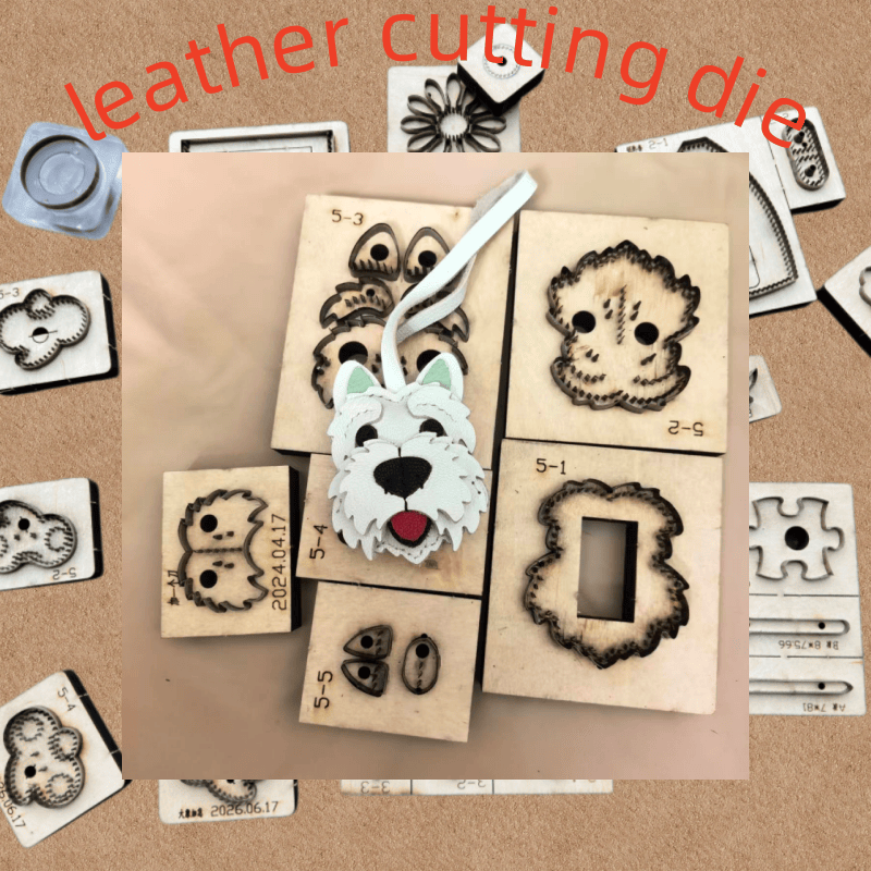 木製カッティングダイ、かわいいウェスティ子犬の革製キーホルダ - Leatherwork Rings のレビューと価格