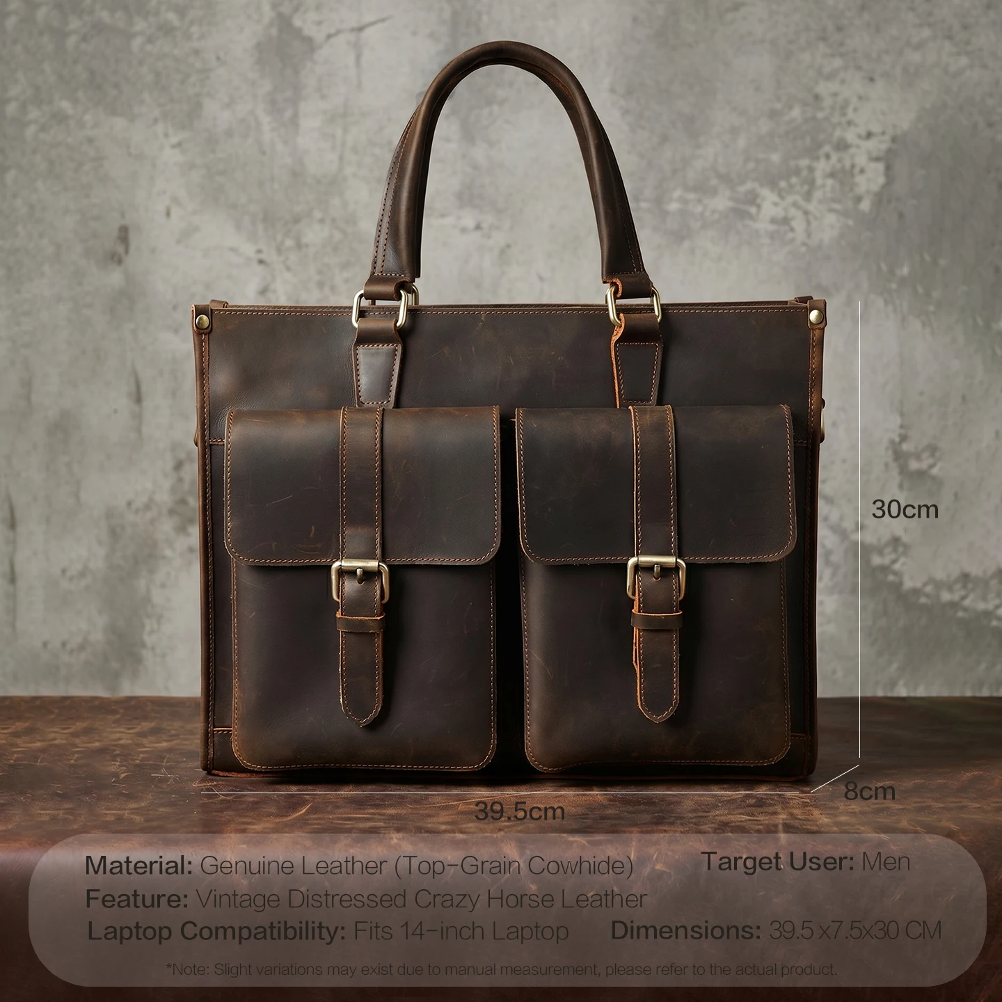 ヴィンテージ本革メンズクロスボディショルダーブリーフケースク - Vintage Leatherwork のレビューと価格