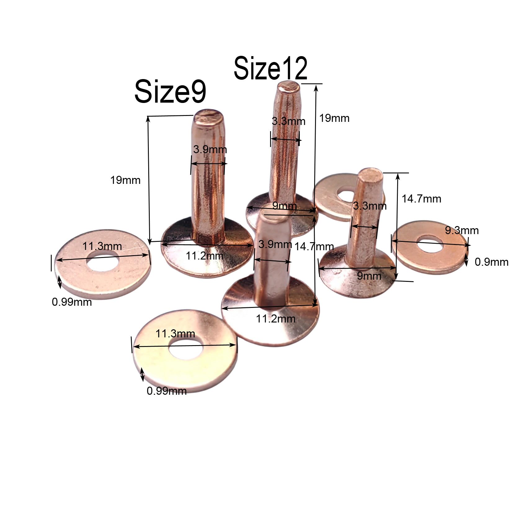 銅のリベットとバリ # 9と # 12 バリセッター レザー - Rivet Setter Tool のレビューと価格