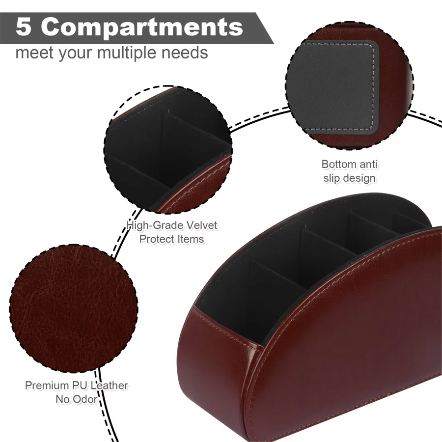 1個入り 5グリッドPUレザーデスクトップオーガナイザー、リ - Leatherwork Desk のレビューと価格