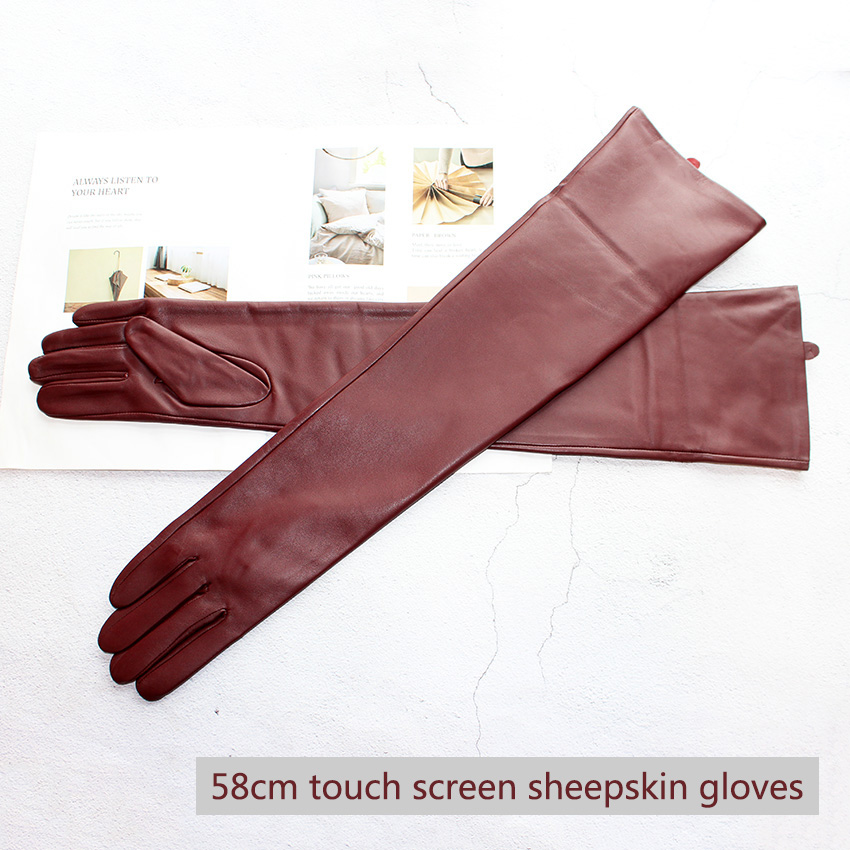 女性のための長い革の手袋,滑らかな黒のファッション,ベルベッ - Leather Work Winter Gloves のレビューと価格