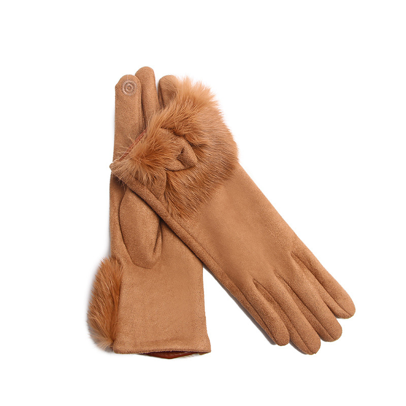 冬の女性のスエードレザーぬいぐるみ手首ミトン女性厚いプラス豪 - Leather Work Winter Gloves のレビューと価格