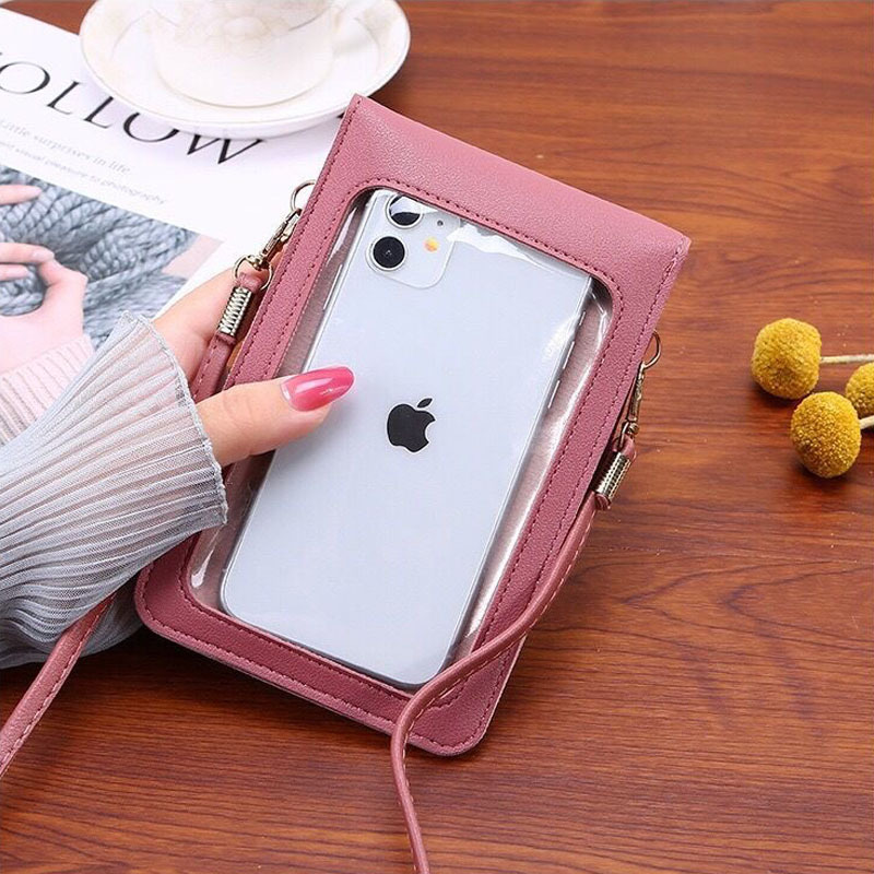 かわいい漫画柄のタッチスクリーン対応スマホバッグ 女性用 - - Leatherwork Drawing のレビューと価格