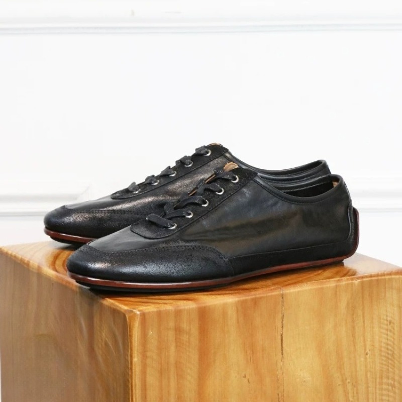 レトロウォッシュ加工本革カジュアルトレーニングシューズメンズ - Leatherwork Training のレビューと価格