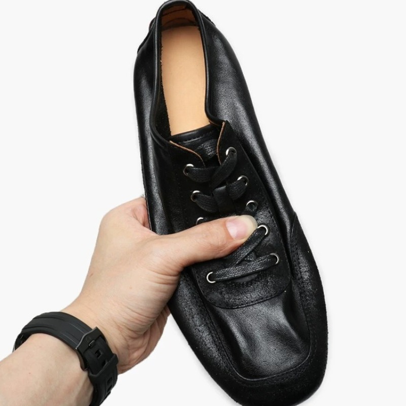 レトロウォッシュ加工本革カジュアルトレーニングシューズメンズ - Leatherwork Training のレビューと価格