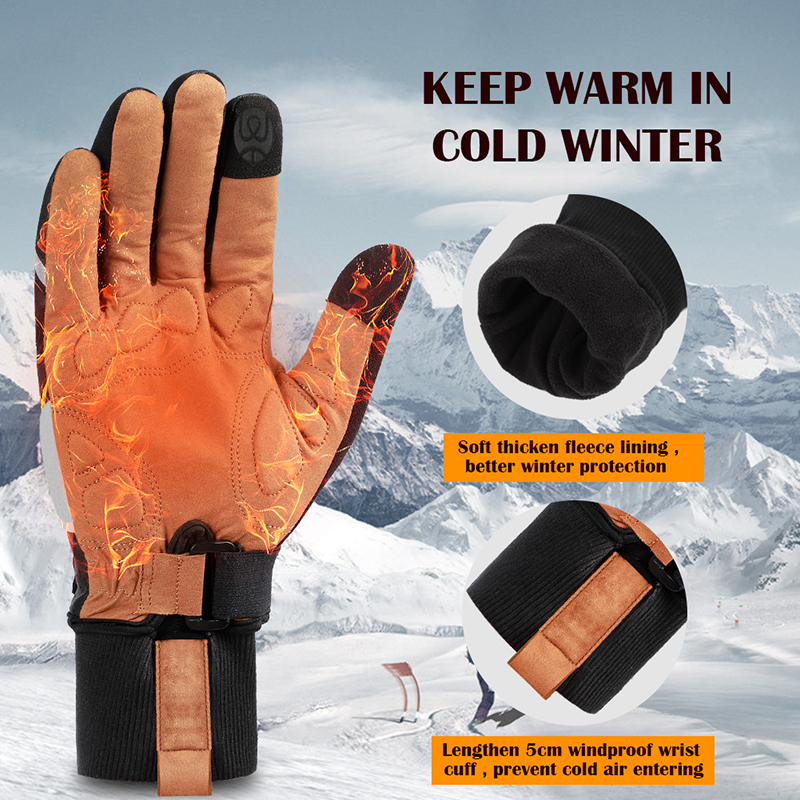西バイク冬暖かいサイクリング手袋屋外スキー MTB バイクオ - Leather Work Winter Gloves のレビューと価格