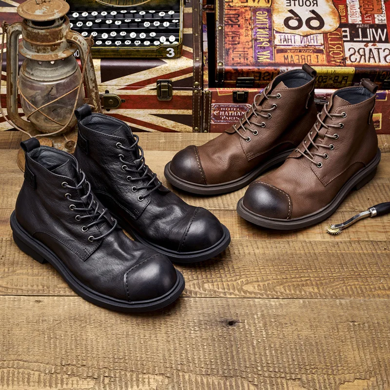 ヴィンテージビジネスメンズブーツ高級本革春作業靴2026新ス - Vintage Leatherwork のレビューと価格