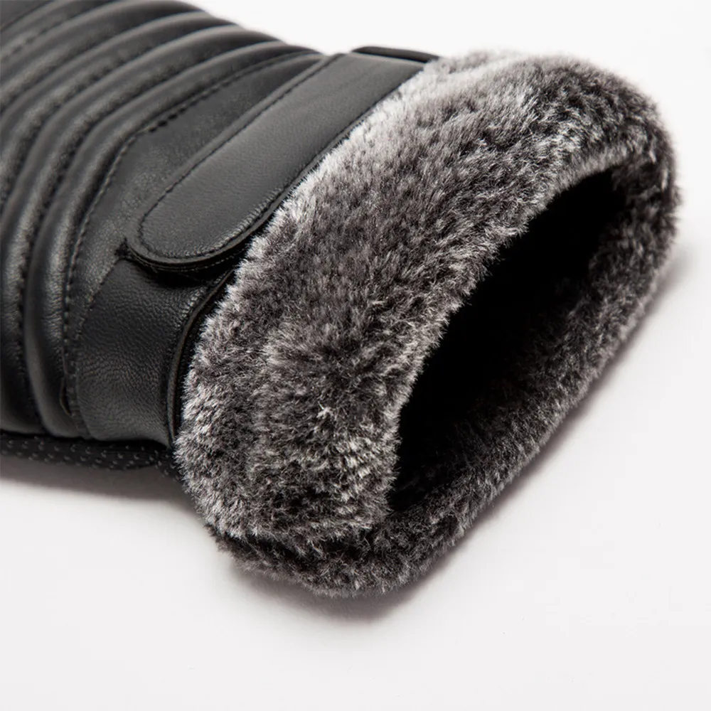 手袋冬用メンズファー口ぬいぐるみ断熱手袋屋外サイクリングオー - Leather Work Winter Gloves のレビューと価格