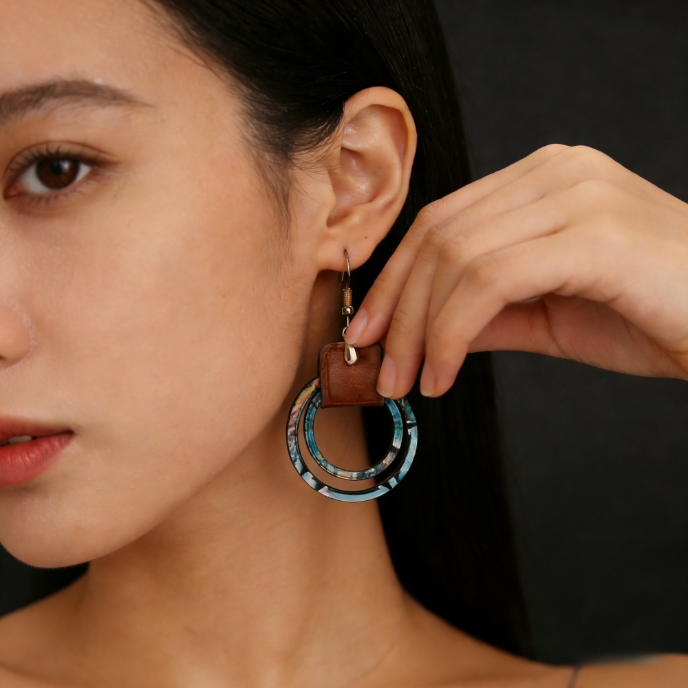 2026年ニューボヘミアンレザーダブルリングイヤリング軽量、 - Leatherwork Rings のレビューと価格
