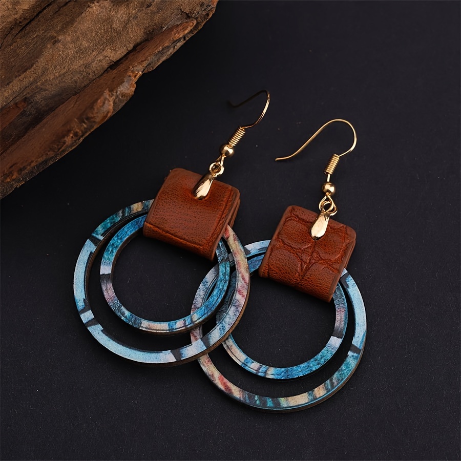 2026年ニューボヘミアンレザーダブルリングイヤリング軽量、 - Leatherwork Rings のレビューと価格